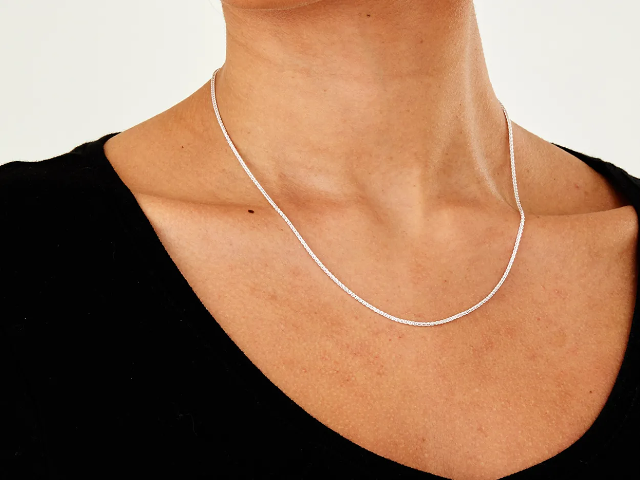 Sterling Silver 1.5mm Round Spiga Chain 18"/45cm Unhallmarked 100% Recycled Silver
