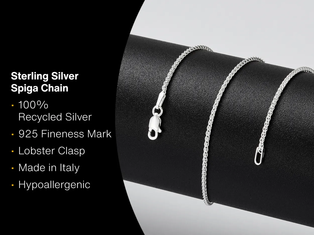 Sterling Silver 1.5mm Round Spiga Chain 16"/40cm Unhallmarked 100% Recycled Silver