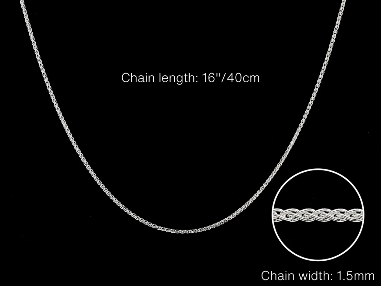 Sterling Silver 1.5mm Round Spiga Chain 16"/40cm Unhallmarked 100% Recycled Silver