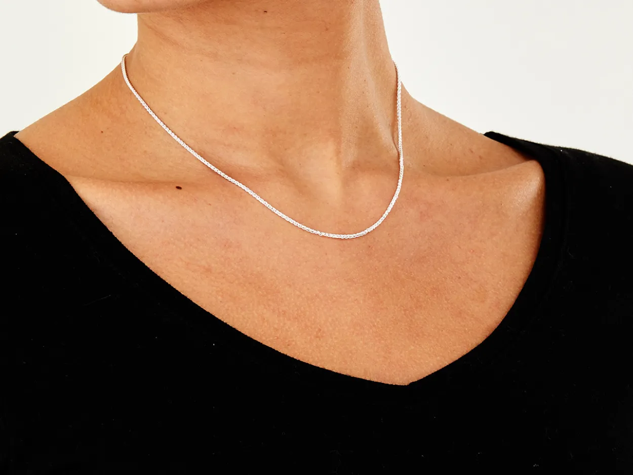 Sterling Silver 1.5mm Round Spiga Chain 16"/40cm Unhallmarked 100% Recycled Silver