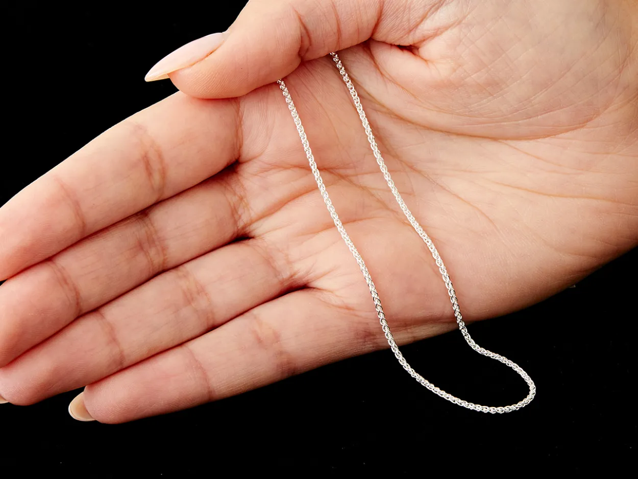 Sterling Silver 1.5mm Round Spiga Chain 16"/40cm Unhallmarked 100% Recycled Silver
