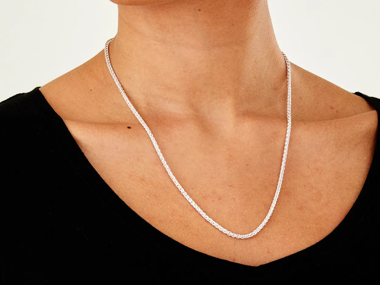 Sterling Silver 2.5mm Round Spiga Chain 20"/50cm Hallmarked, 100% Recycled Silver