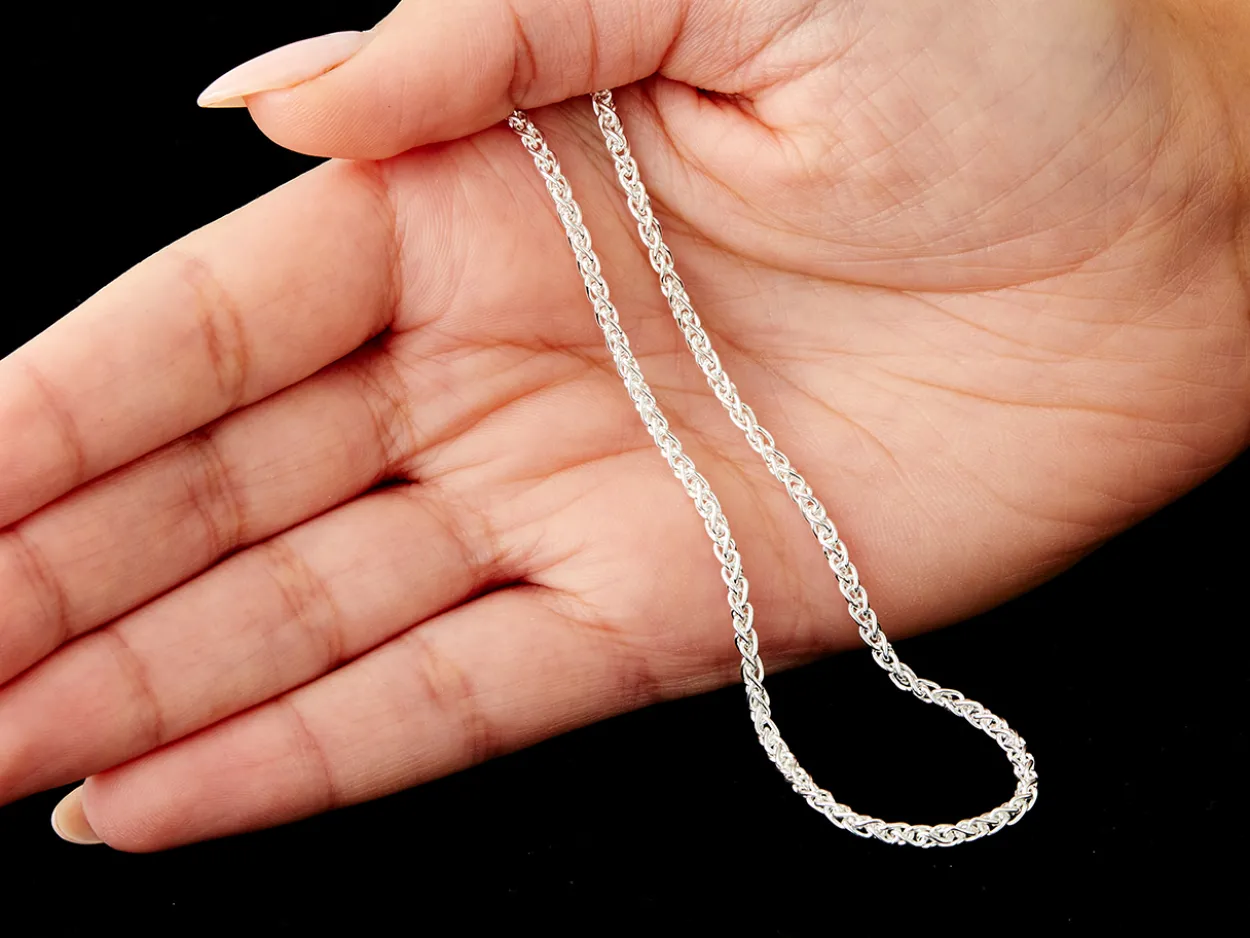 Sterling Silver 2.5mm Round Spiga Chain 20"/50cm Hallmarked, 100% Recycled Silver