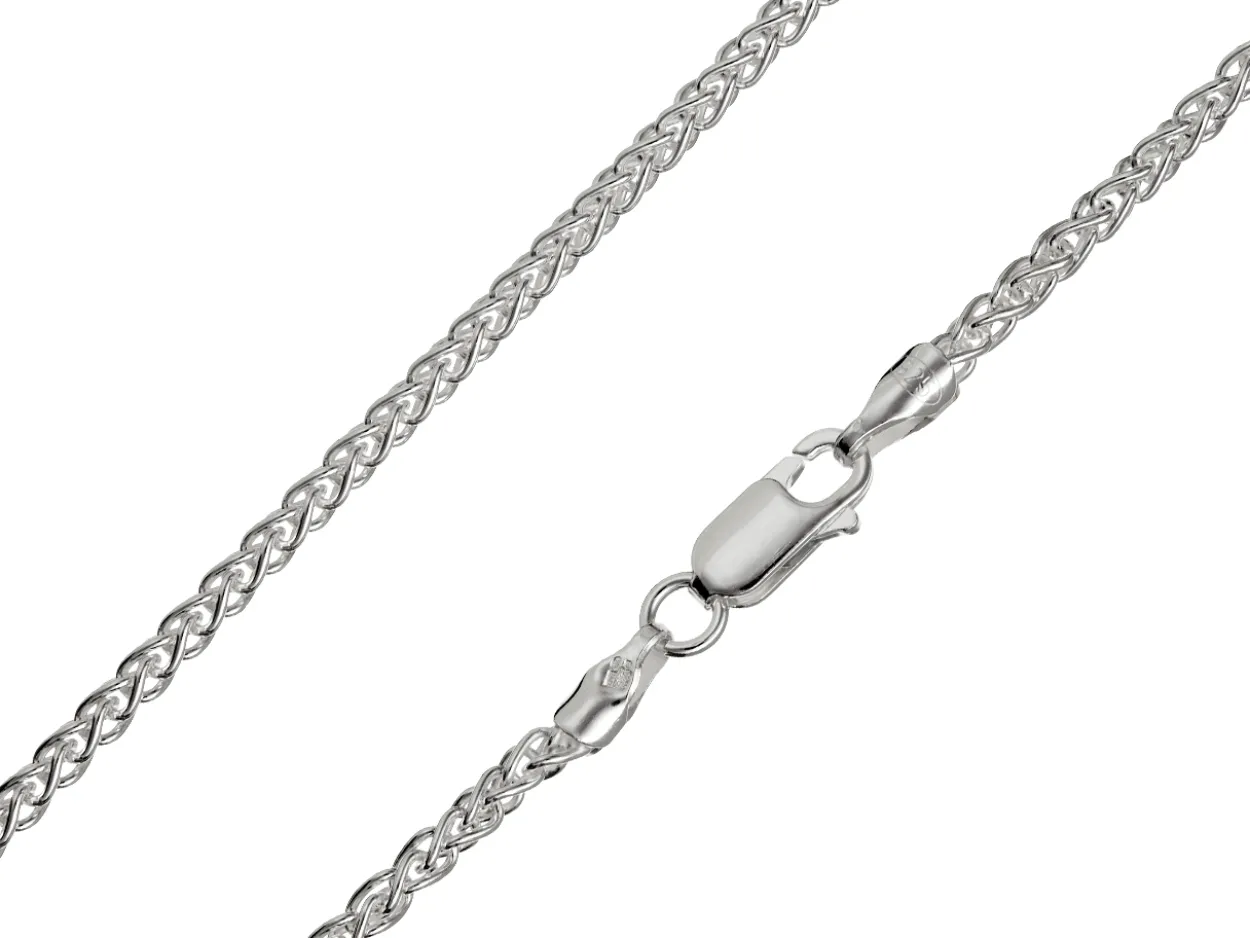 Sterling Silver 2.5mm Round Spiga Chain 22"/55cm Hallmarked, 100% Recycled Silver