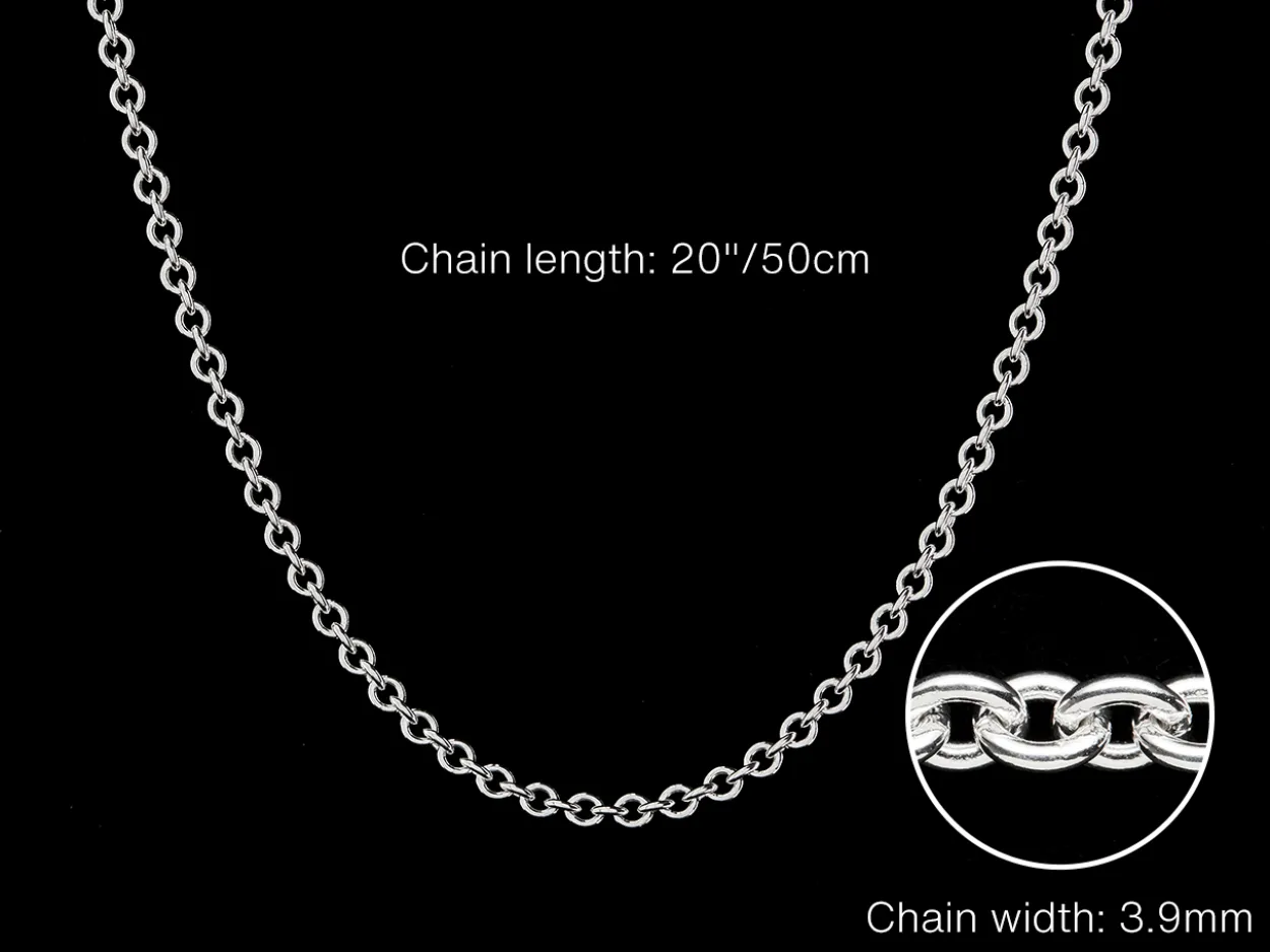 Sterling Silver 3.9mm Round Trace Chain 20"/50cm Hallmarked, 100% Recycled Silver