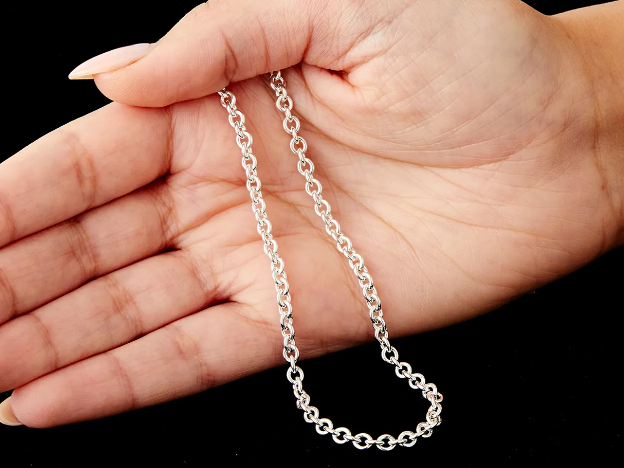 Sterling Silver 3.9mm Round Trace Chain 20"/50cm Hallmarked, 100% Recycled Silver