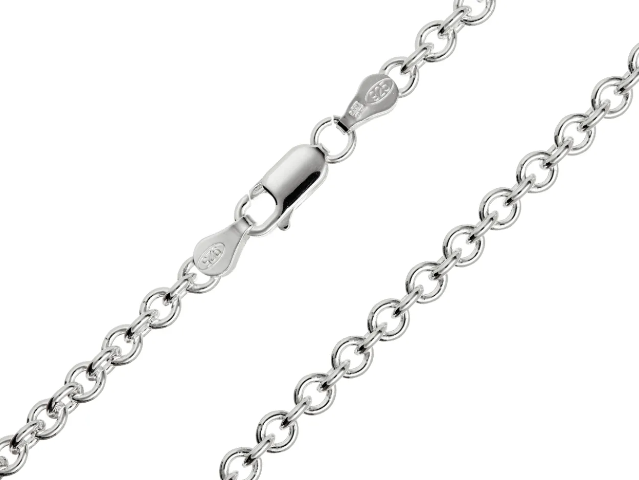 Sterling Silver 3.9mm Round Trace Chain 18"/45cm Hallmarked, 100% Recycled Silver