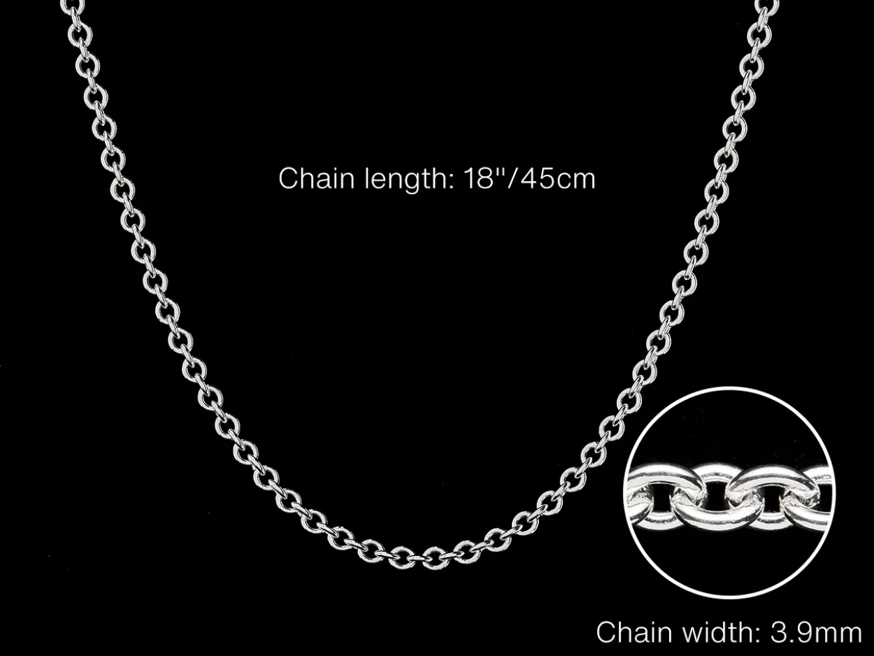 Sterling Silver 3.9mm Round Trace Chain 18"/45cm Hallmarked, 100% Recycled Silver
