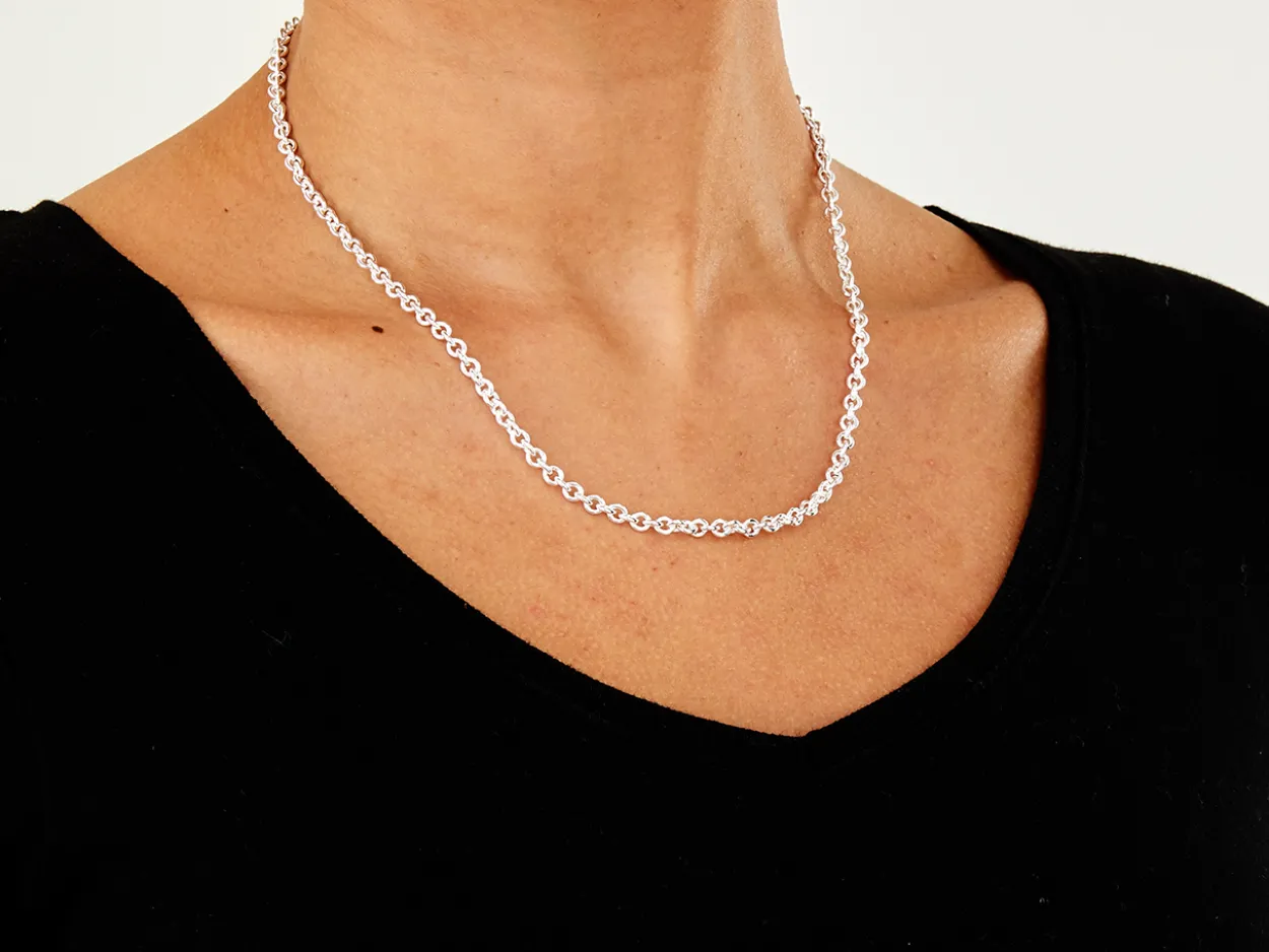 Sterling Silver 3.9mm Round Trace Chain 18"/45cm Hallmarked, 100% Recycled Silver