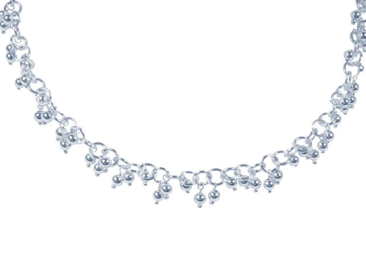 Sterling Silver 4.5mm Round Trace Chain With Beaded Fringe Loose Unhallmarked 100% Recycled Silver