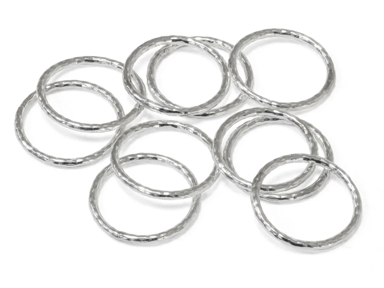 Sterling Silver 1mm X 12mm Outside Diameter Pack of 10 Diamond Cut Closed Decorative Jump Ring