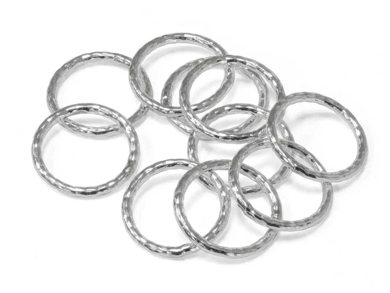 Sterling Silver 1mm X 10mm Outside Diameter Pack of 10 Diamond Cut Closed Decorative Jump Ring