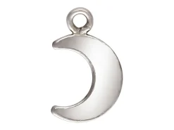 Sterling Silver Moon Charm Drop Connector, 5.1mm X 6.3mm