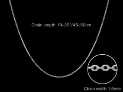 Sterling Silver 1.6m Oval Trace Chain With Extender 18-20