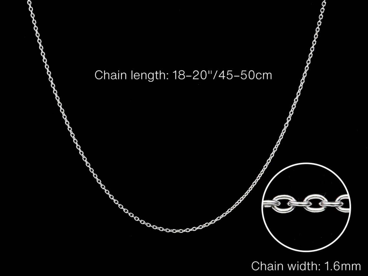 Sterling Silver 1.6m Oval Trace Chain With Extender 18-20"/45-50cm Unhallmarked