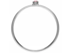 Sterling Silver October Birthstone Stacking Ring 2mm Pink Cubic Zirconia