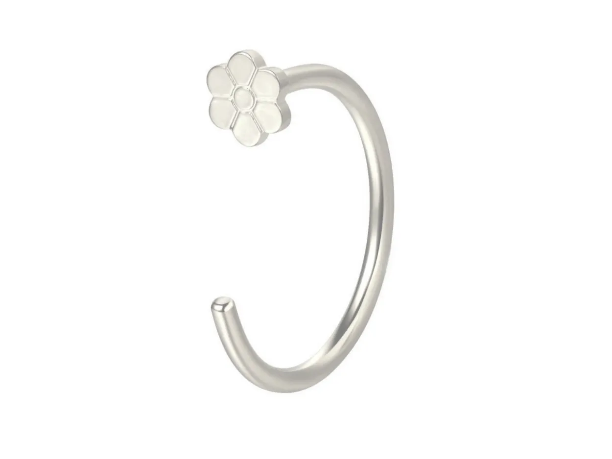 Sterling Silver Open Hoop Flower 12mm
