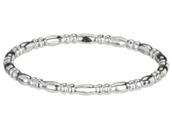 Sterling Silver Oval And Rondelle Beaded Ring 1.5mm Size O