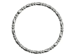 Sterling Silver Oval And Rondelle Beaded Ring 1.5mm Size O