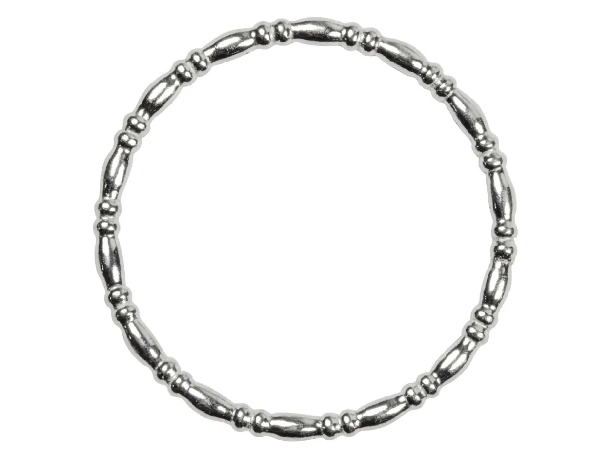 Sterling Silver Oval And Rondelle Beaded Ring 1.5mm Size O