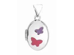 Sterling Silver Oval Butterfly Locket 10x8mm