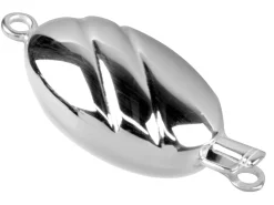 Sterling Silver Oval Clasp 22mm 2 Stripe Pattern