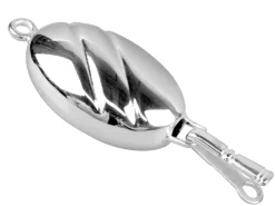 Sterling Silver Oval Clasp 22mm 2 Stripe Pattern