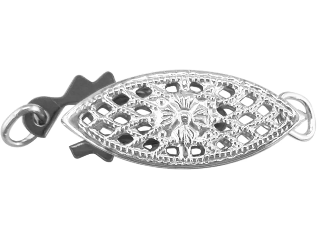Sterling Silver Oval Filigree Clasp 15mm X 6mm