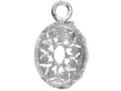 Sterling Silver Oval Filigree Bezel Cup 9mm X 7mm