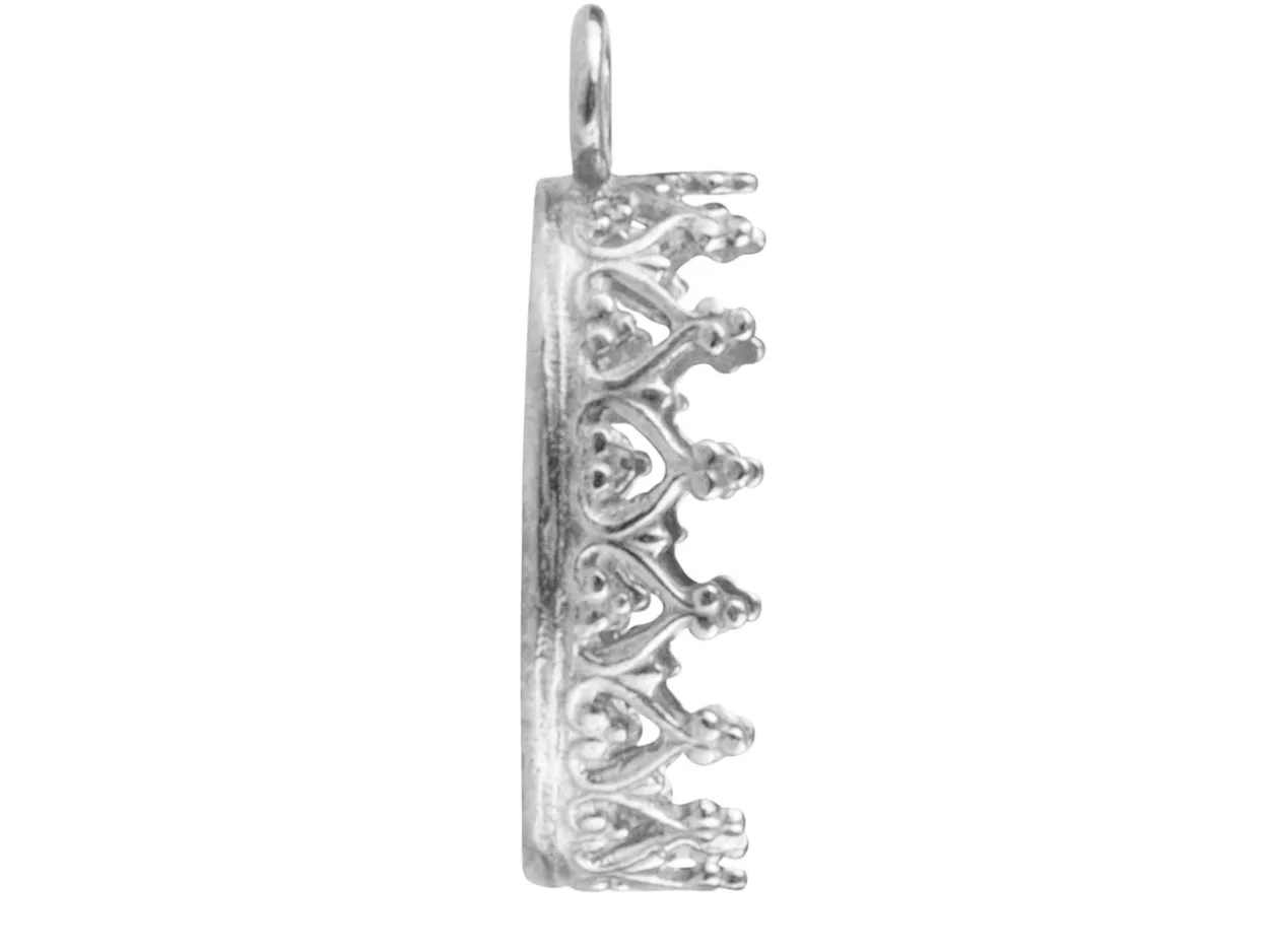 Sterling Silver Oval Filigree Bezel Cup 14mm X 10mm