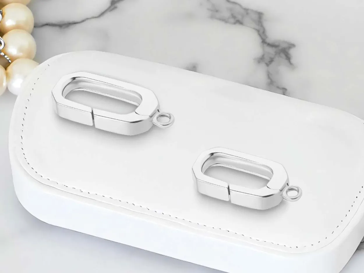 Sterling Silver Oval Spring Gate Clasp With Ring 6x9mm