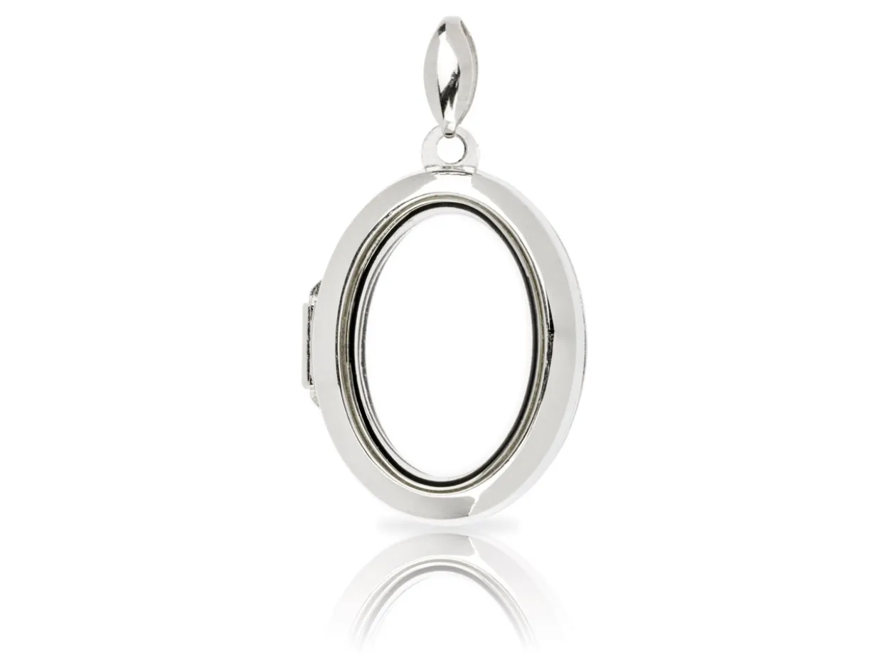 Sterling Silver Oval Window Locket For Holding Precious Items, 21x16mm