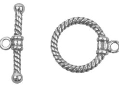 Sterling Silver Oxidised Ring And Bar Clasp 23mm Bar, 15mm Toggle