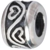 Sterling Silver Oxidised Stopper Bead Heart Pattern