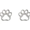 Sterling Silver Paw Design Stud Earrings