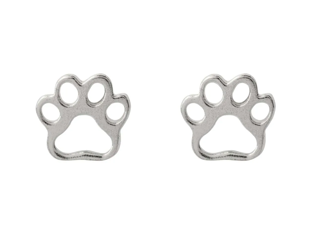 Sterling Silver Paw Design Stud Earrings