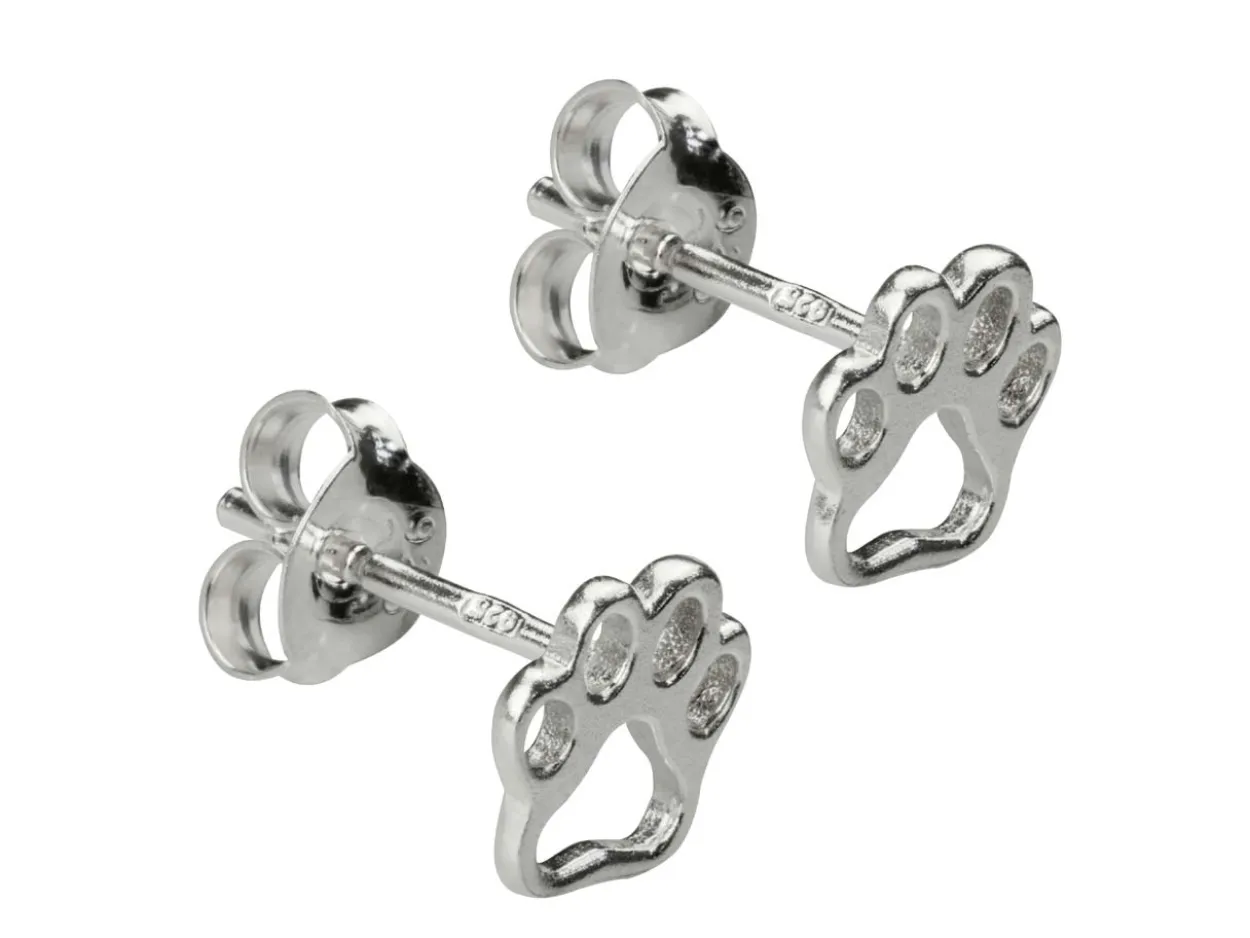Sterling Silver Paw Design Stud Earrings