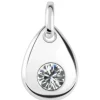 Sterling Silver Pendant April Birthstone 4mm Clear Crystal