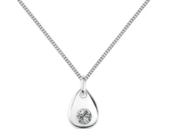 Sterling Silver Pendant April Birthstone 4mm Clear Crystal
