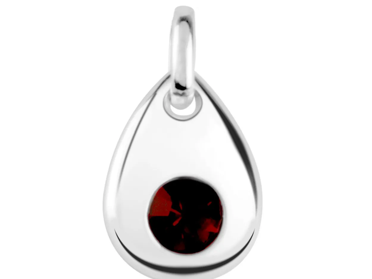 Sterling Silver Pendant January Birthstone 4mm Garnet Crystal