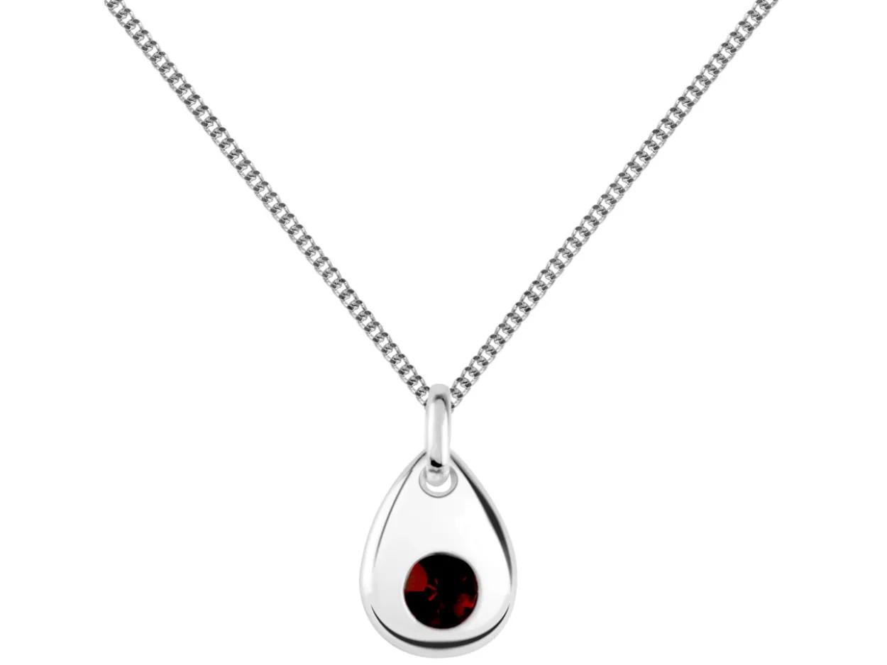 Sterling Silver Pendant January Birthstone 4mm Garnet Crystal