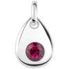 Sterling Silver Pendant July Birthstone 4mm Ruby Crystal