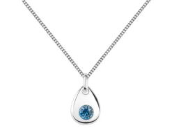 Sterling Silver Pendant March Birthstone 4mm Aquamarine Crystal