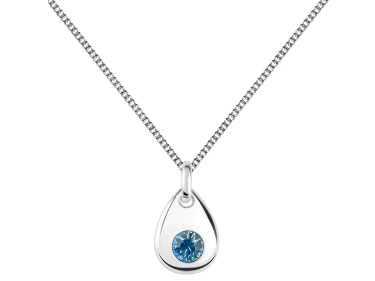 Sterling Silver Pendant March Birthstone 4mm Aquamarine Crystal