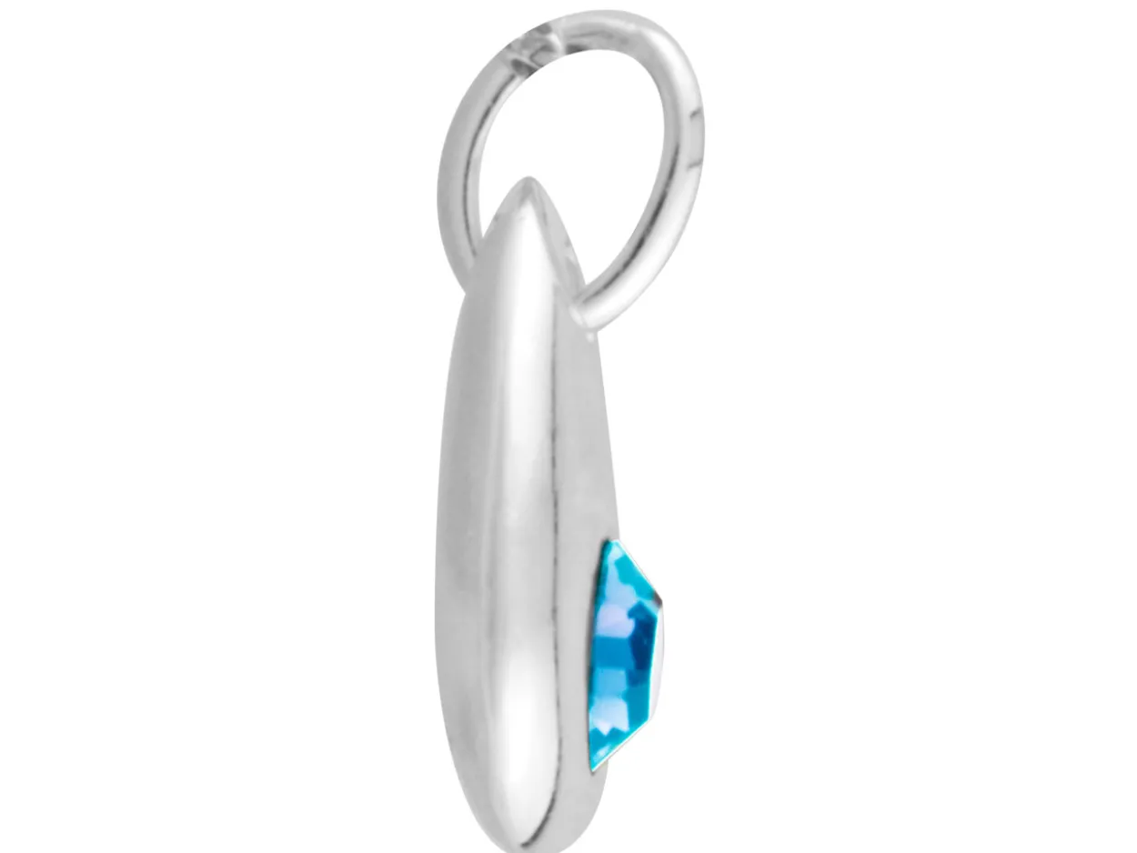 Sterling Silver Pendant March Birthstone 4mm Aquamarine Crystal