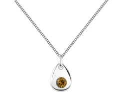 Sterling Silver Pendant November Birthstone 4mm Topaz Crystal