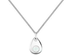 Sterling Silver Pendant October Birthstone 4mm White Opal Crystal