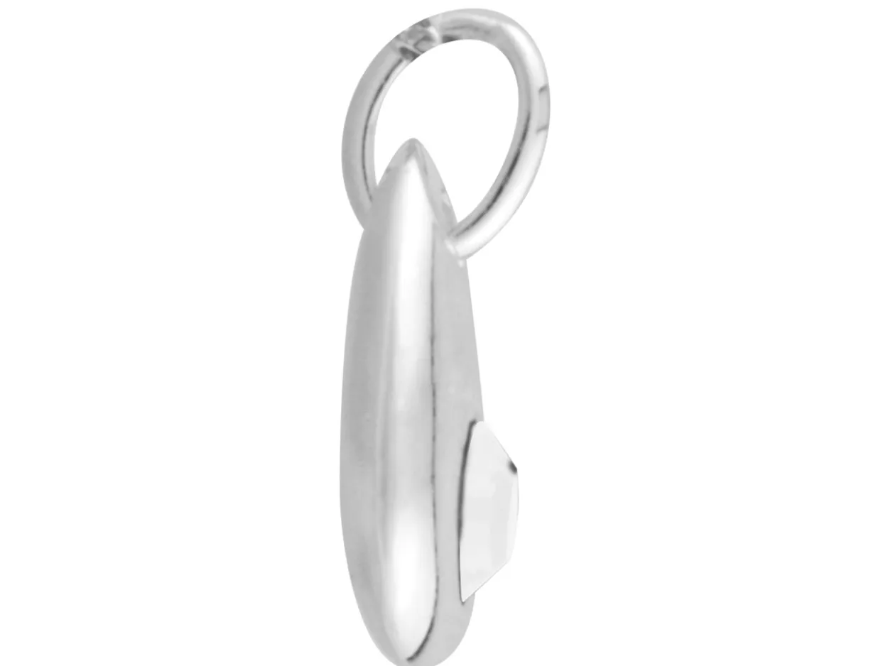 Sterling Silver Pendant October Birthstone 4mm White Opal Crystal