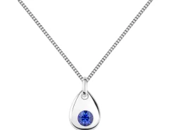 Sterling Silver Pendant September Birthstone 4mm Sapphire Crystal
