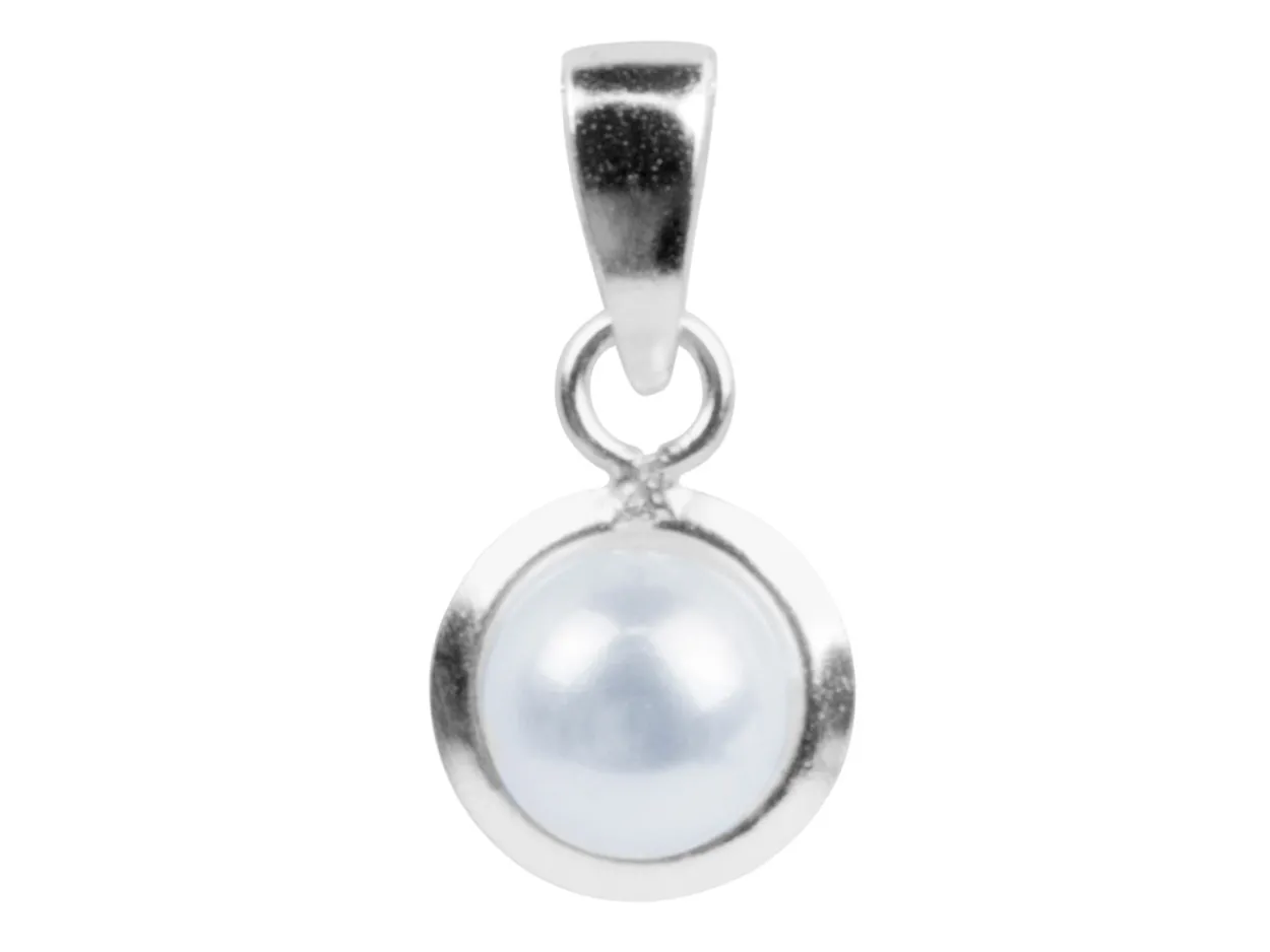 Sterling Silver Pendant White Fresh Water Button Pearl